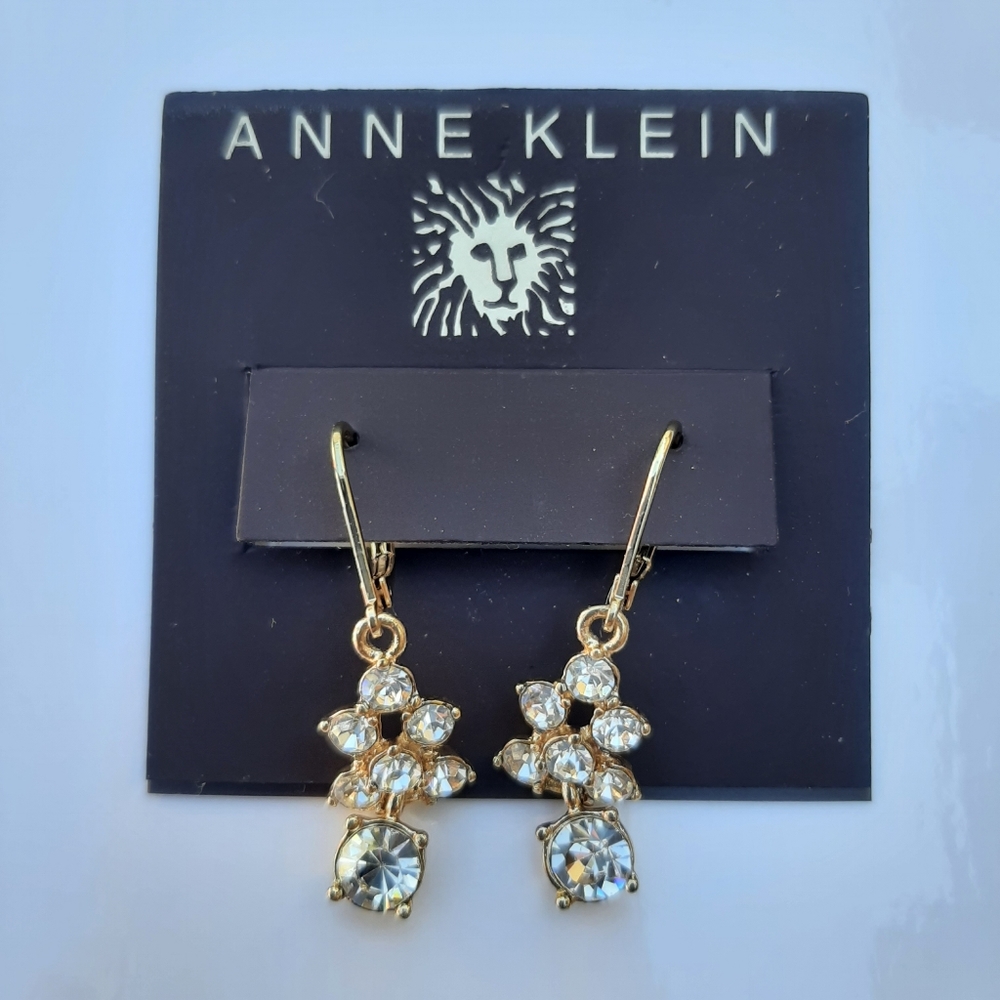 Anne Klein Dangle Gold/Stone Earrings